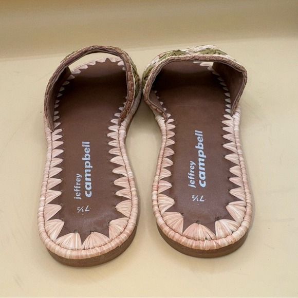 Anthropologie Jeffrey Campbell Dane Woven Raffia Slides Green Brown Size 7.5 EUC - Picture 5 of 8